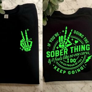 Sober shirt Keep Going Proud cute Recovery awareness popular Lime Green